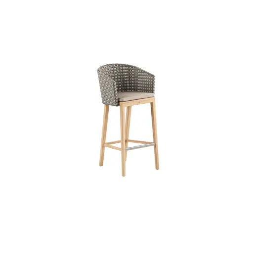 Calypso bar chair teak & Kris Kross woven back upholstery