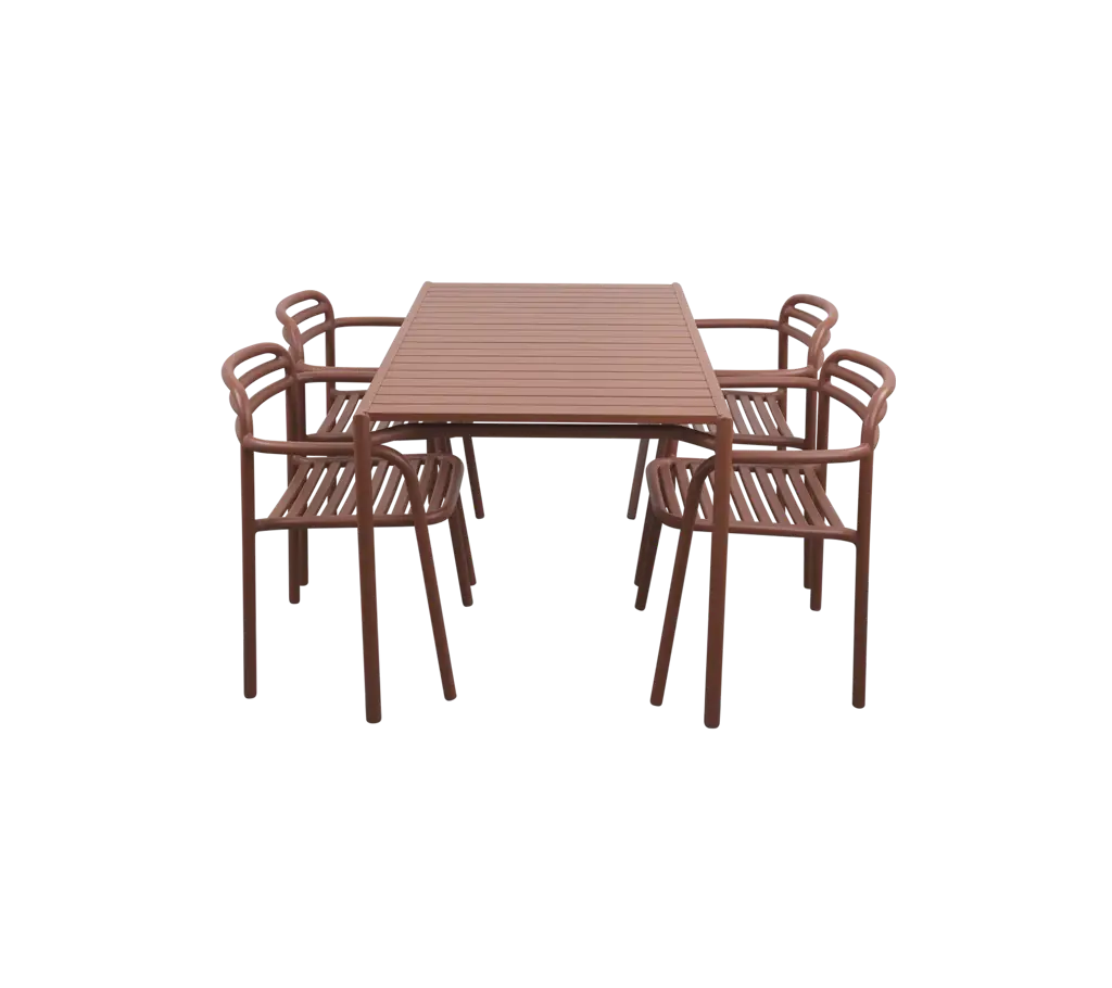Bliss dining table rect. incl. 4 Bliss armchairs