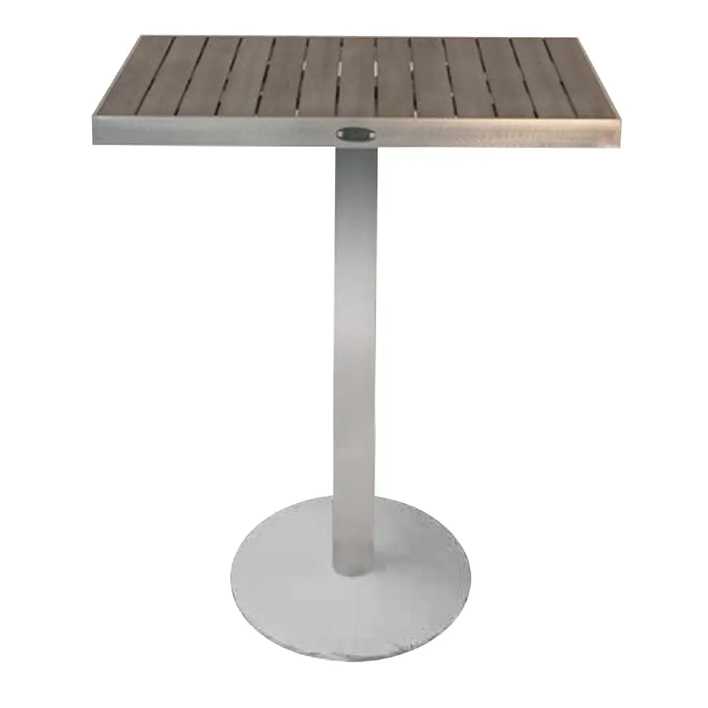 Sicilia Pedestal Round Bar Table with Square Top and Alumawood